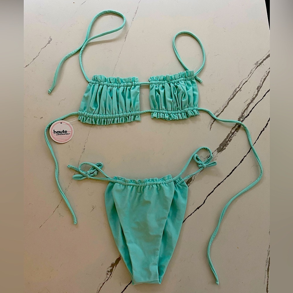 Haute swimwear turquoise bikini set brand new w tags